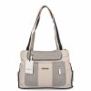 Torebka Damska Shopper Bag 2 Komory firmy Hernan 3892-1 Beżowa/Jasno Szara